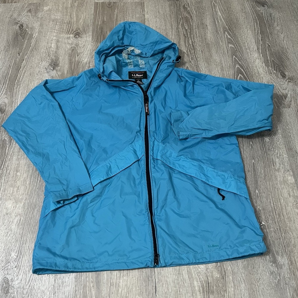 Vintage L.L.Bean Blue Rain Jacket Women's Large Outdoor Shell Lightweight